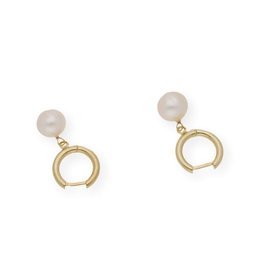Pendientes de Aro en Plata de Ley con Baño de oro y Perlas