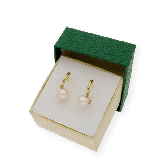 Pendientes de Aro en Plata de Ley con Baño de oro y Perlas