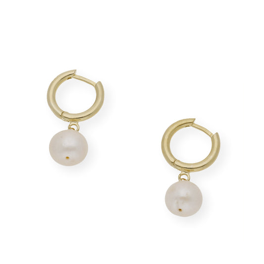 Pendientes de Aro en Plata de Ley con Baño de oro y Perlas