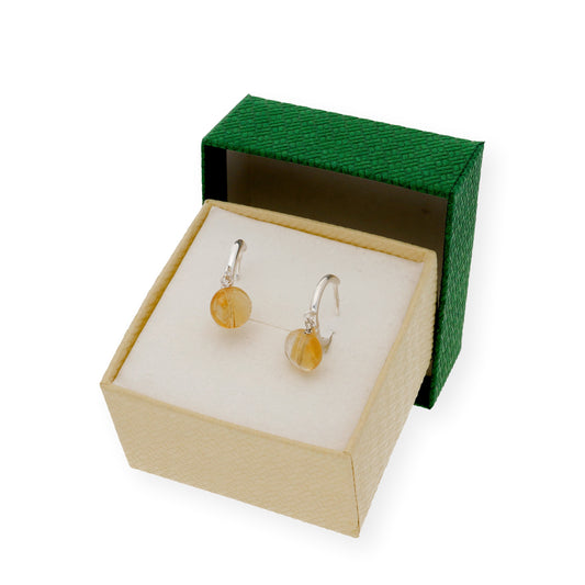 Pendientes de Aro en Plata de Ley con Cuarzos Citrino