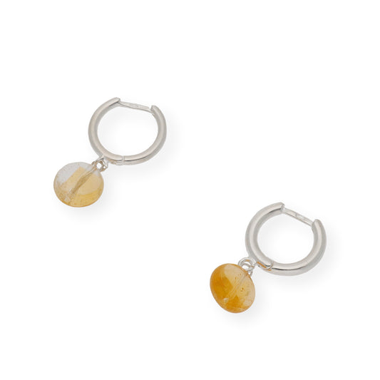 Pendientes de Aro en Plata de Ley con Cuarzos Citrino