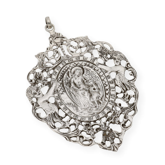 Medalla de cuna de plata de ley Ángel de la guarda