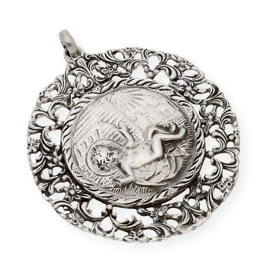 Medalla de cuna de plata de ley niño pesebre