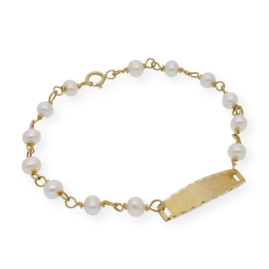 Esclava Bebé Oro y Perlas Naturales Personalizable