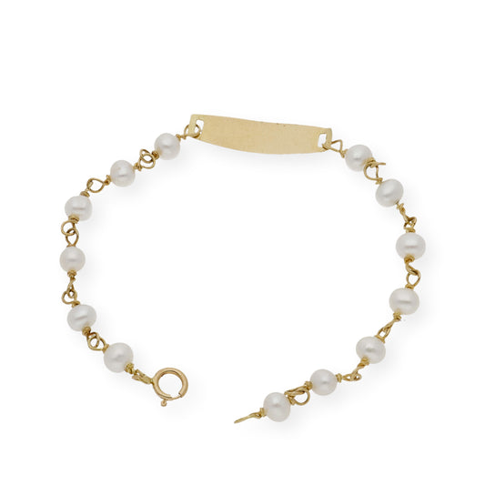 Esclava Bebé Oro y Perlas Naturales Personalizable