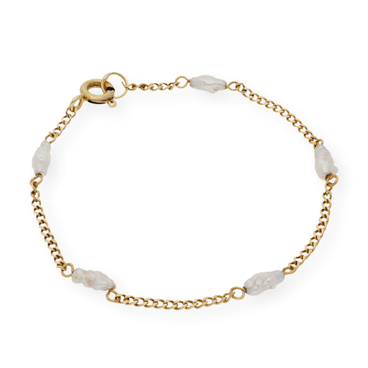 Pulsera de Bebé con Perlas y Oro de Ley