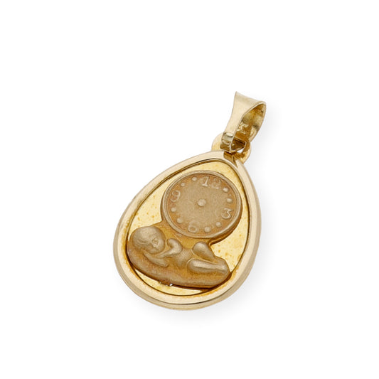 Medalla de Bebé niño cuna con reloj