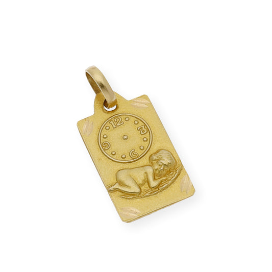 Medalla de Bebé niño pesebre con reloj