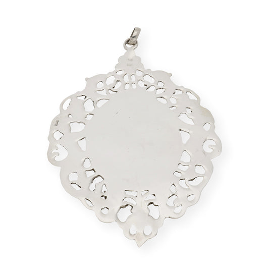 Medalla de cuna de plata de ley virgen con el niño