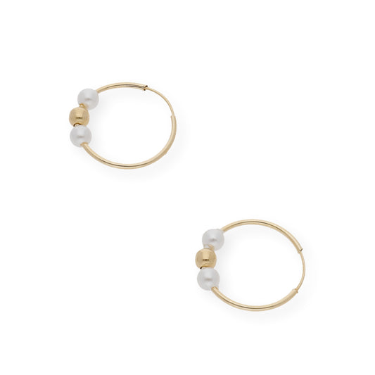Pendientes de Aro de oro 18k con perlas y bola de oro.