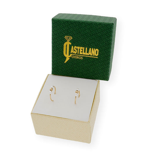 Pendientes de Aro de oro 18k con perlas y bola de oro.