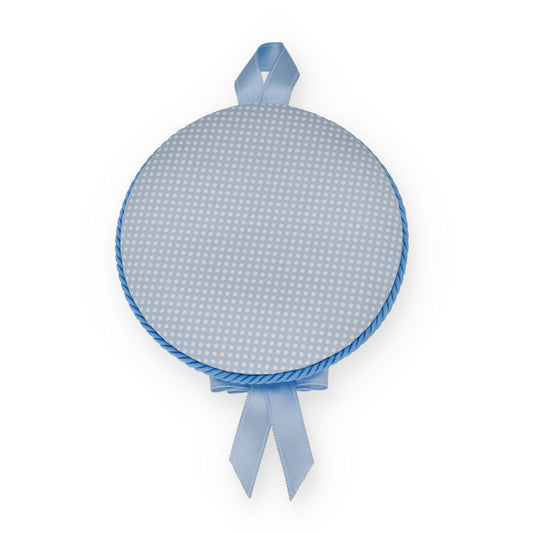 Medalla de Cuna Virgen con Niño en Baño de Plata y acabado Azul Modelo Frair