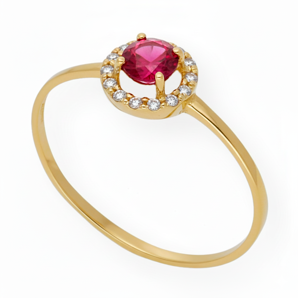 Anillo Astro de Oro 18k y Diamantes con Rubí