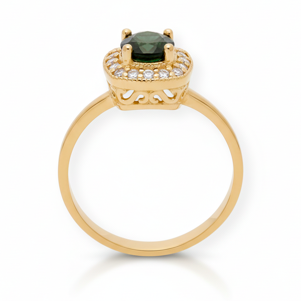 Anillo Isabella Oro 18K con Zafiro y Orla de Diamantes