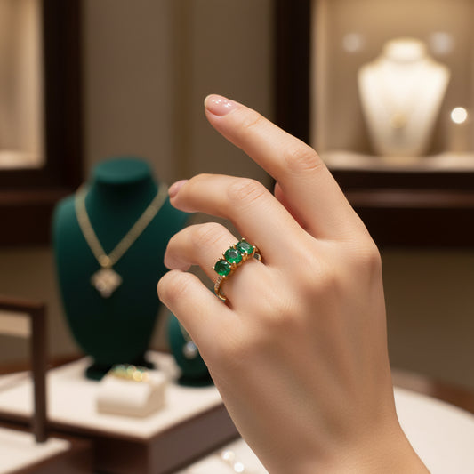 Anillo Lumina en Oro 18K con Esmeraldas y Diamantes