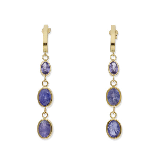 Pendientes Serelis en Oro 18K con Tanzanitas Colgantes