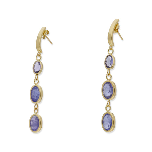 Pendientes Serelis en Oro 18K con Tanzanitas Colgantes