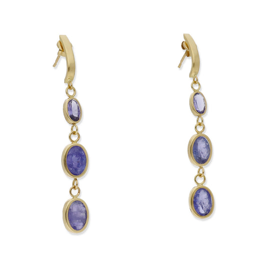 Pendientes Serelis en Oro 18K con Tanzanitas Colgantes