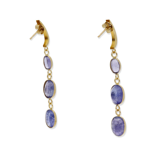 Pendientes Serelis en Oro 18K con Tanzanitas Colgantes