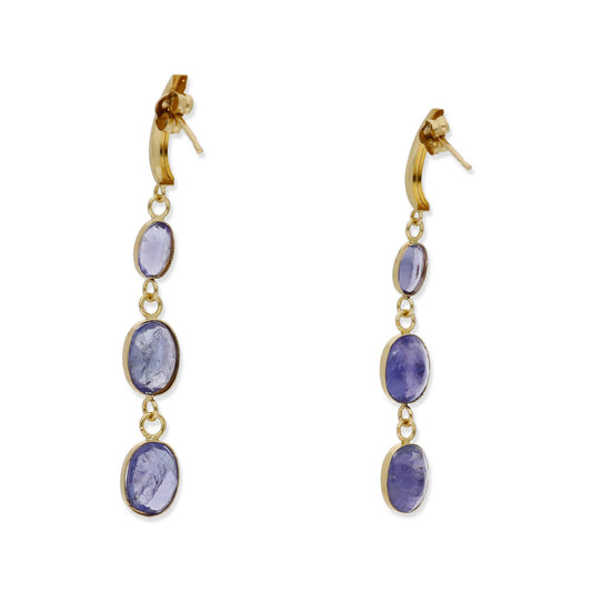 Pendientes Serelis en Oro 18K con Tanzanitas Colgantes