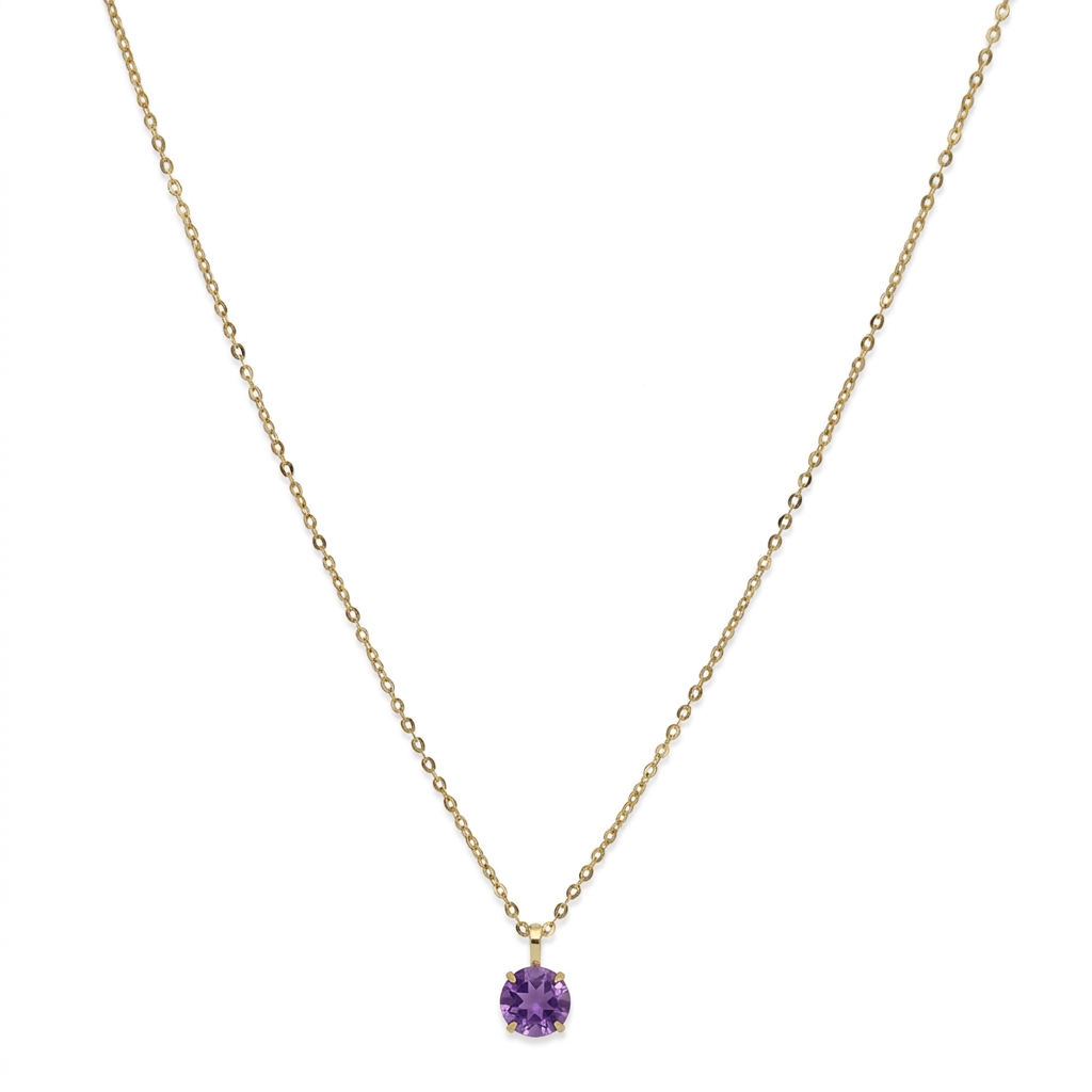 Collar con Colgante Deep en Oro de Ley 18K y Amatista