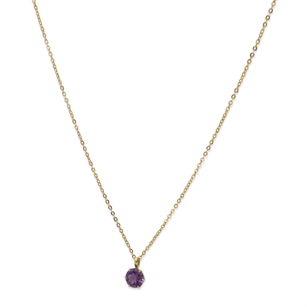 Collar con Colgante Deep en Oro de Ley 18K y Amatista