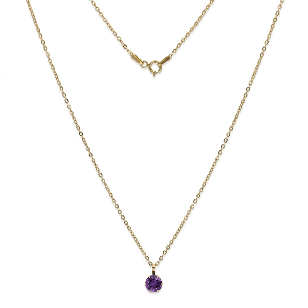 Collar con Colgante Deep en Oro de Ley 18K y Amatista