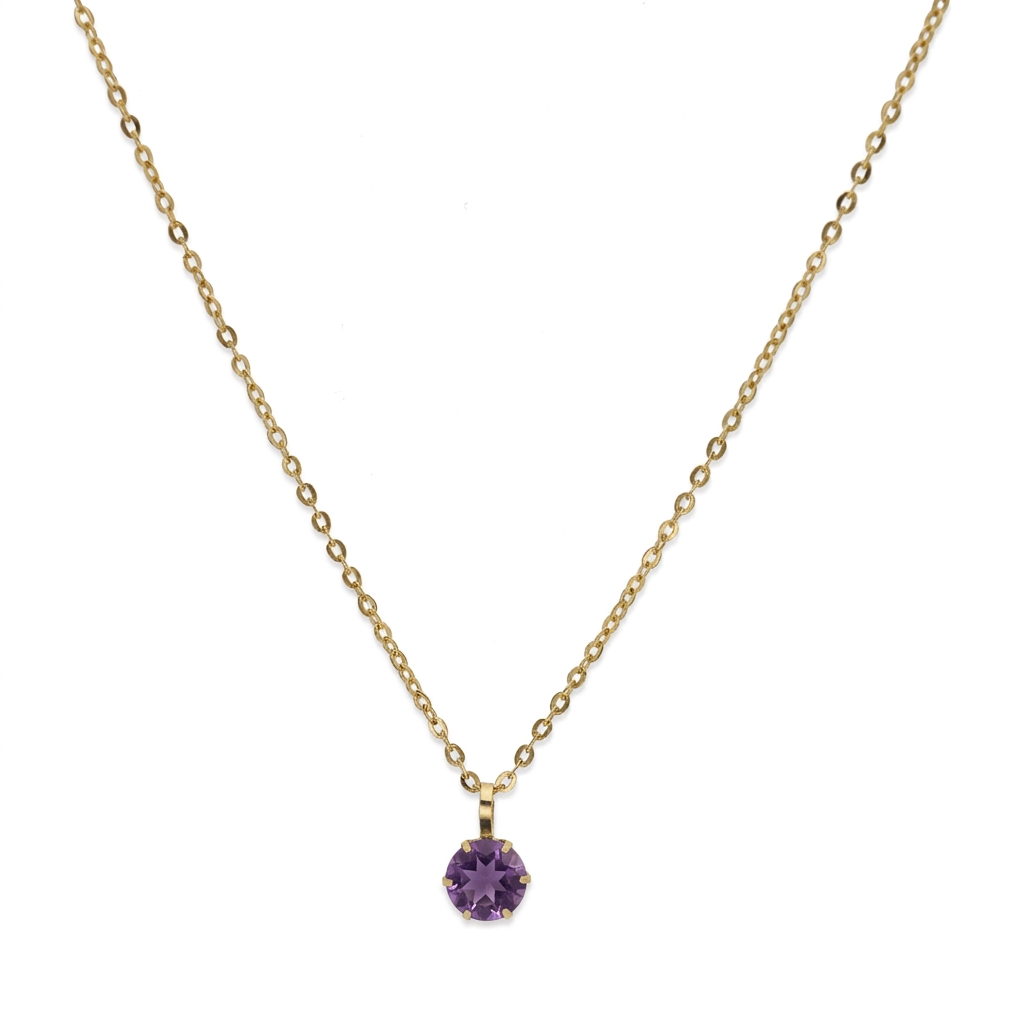 Collar con Colgante Deep en Oro de Ley 18K y Amatista