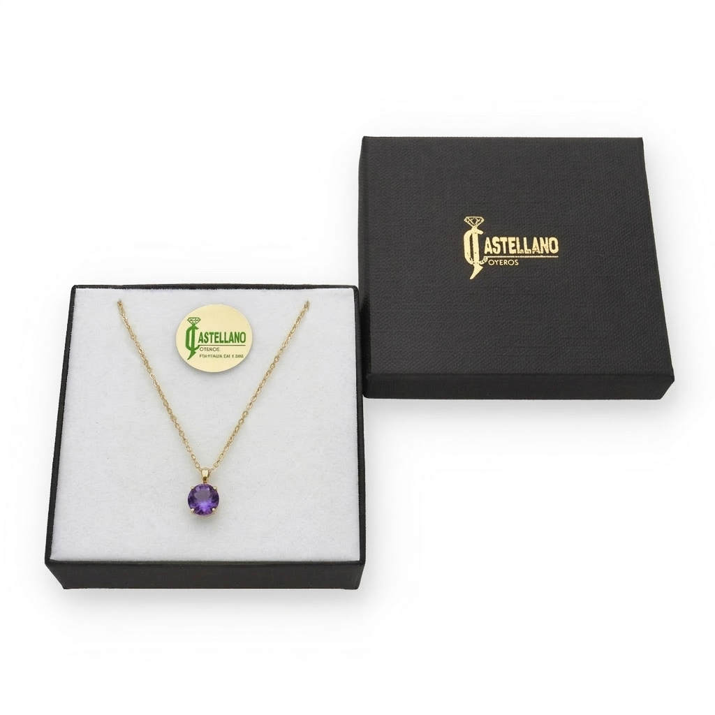 Collar con Colgante Deep en Oro de Ley 18K y Amatista