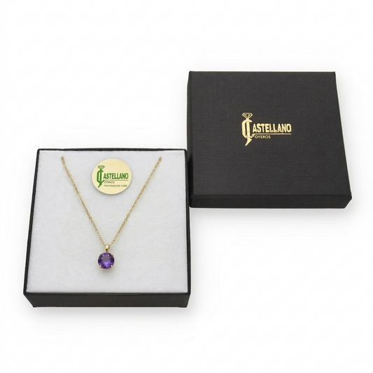 Collar con Colgante Deep en Oro de Ley 18K y Amatista