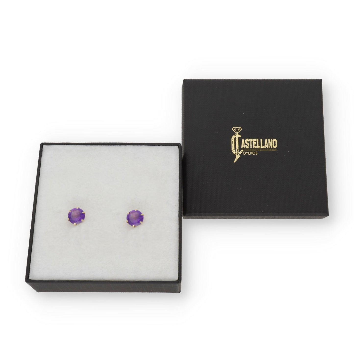 Pendientes Deep en Oro 18K con Amatista en 6 Garras