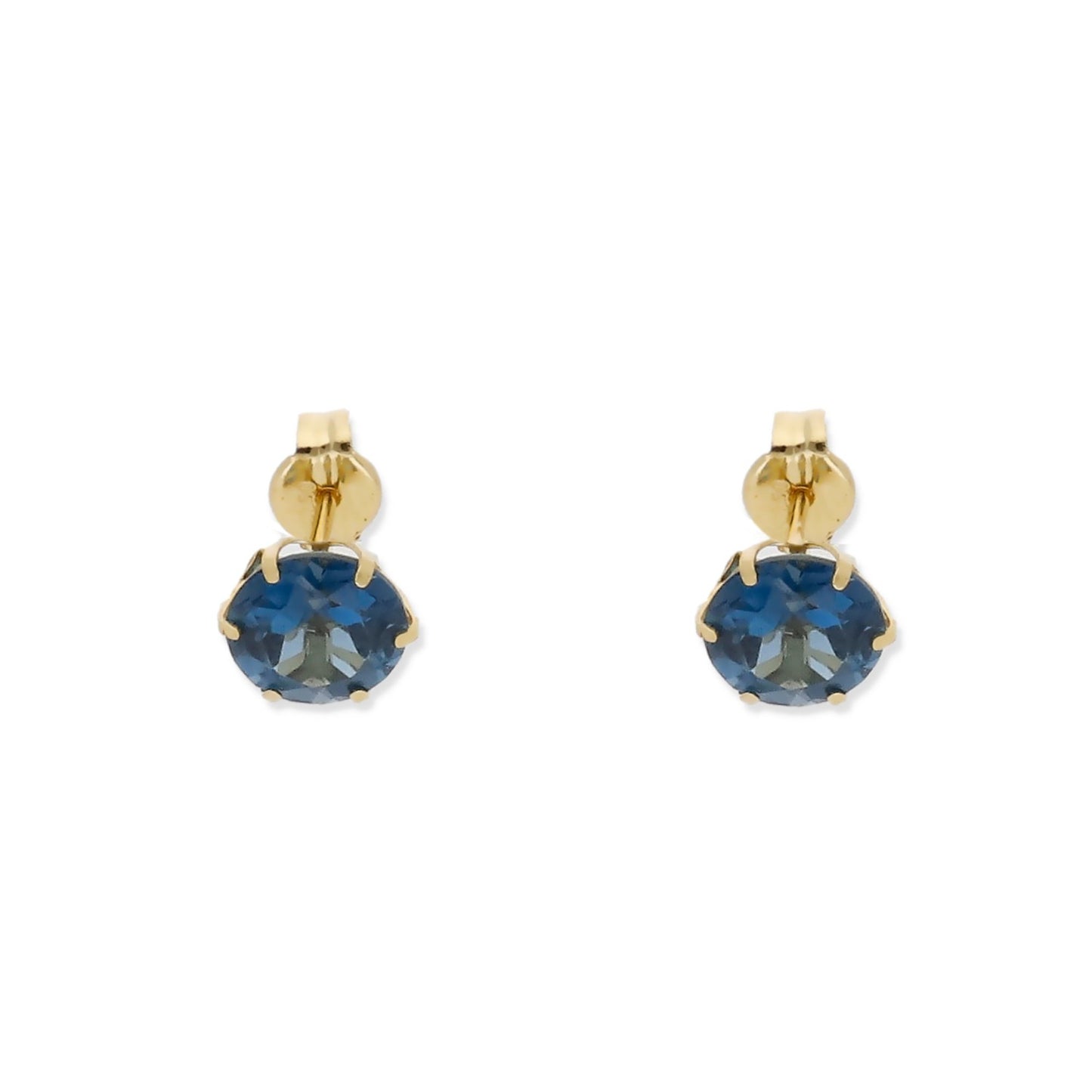 Pendientes Deep en Oro 18K con Topacio Azul en 6 Garras
