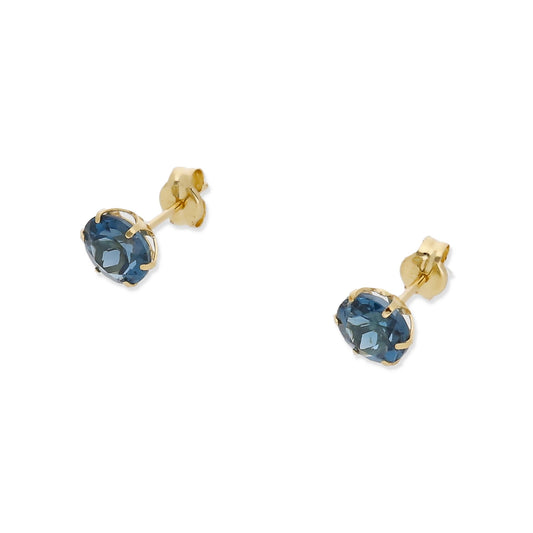 Pendientes Deep en Oro 18K con Topacio Azul en 6 Garras