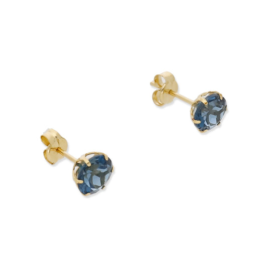 Pendientes Deep en Oro 18K con Topacio Azul en 6 Garras