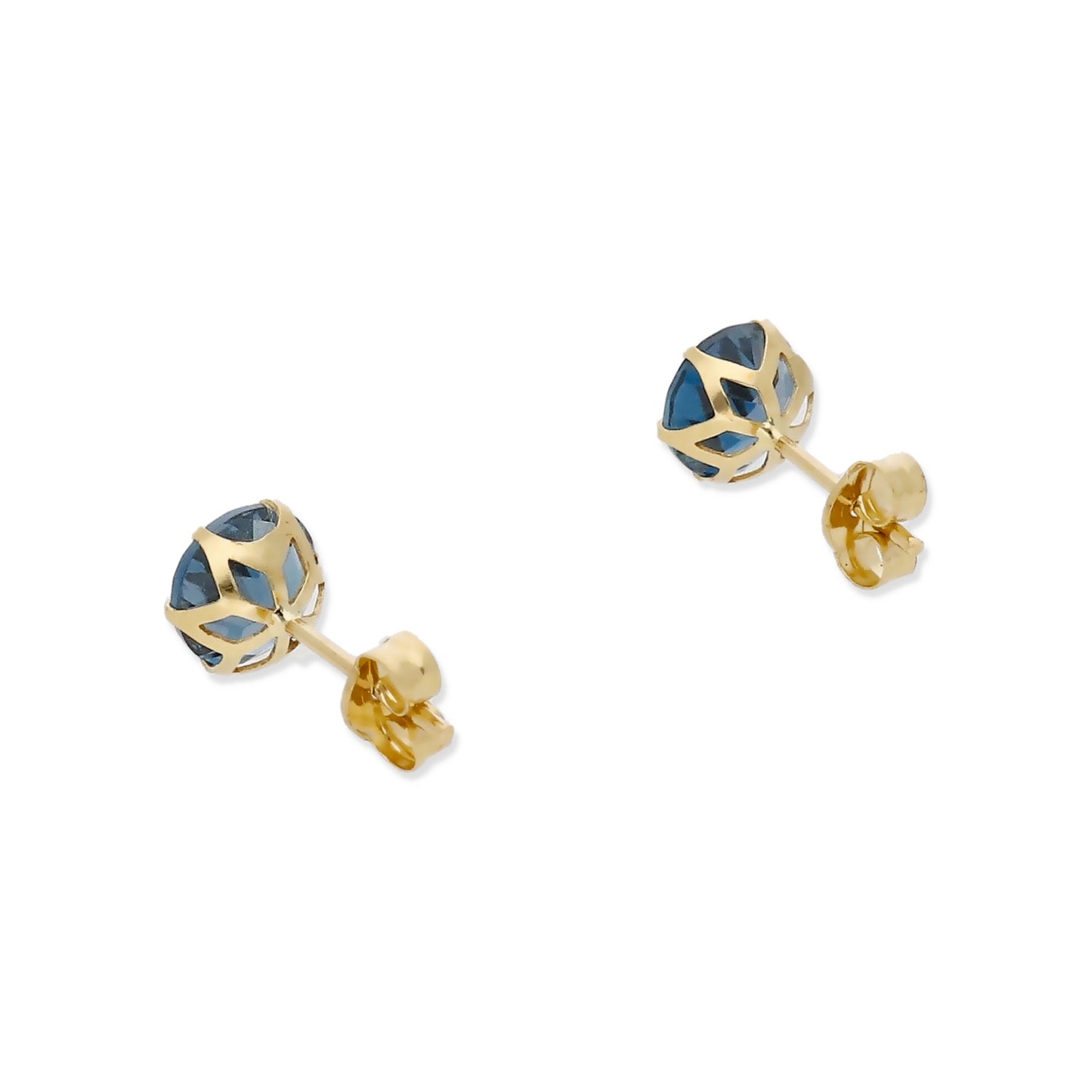 Pendientes Deep en Oro 18K con Topacio Azul en 6 Garras