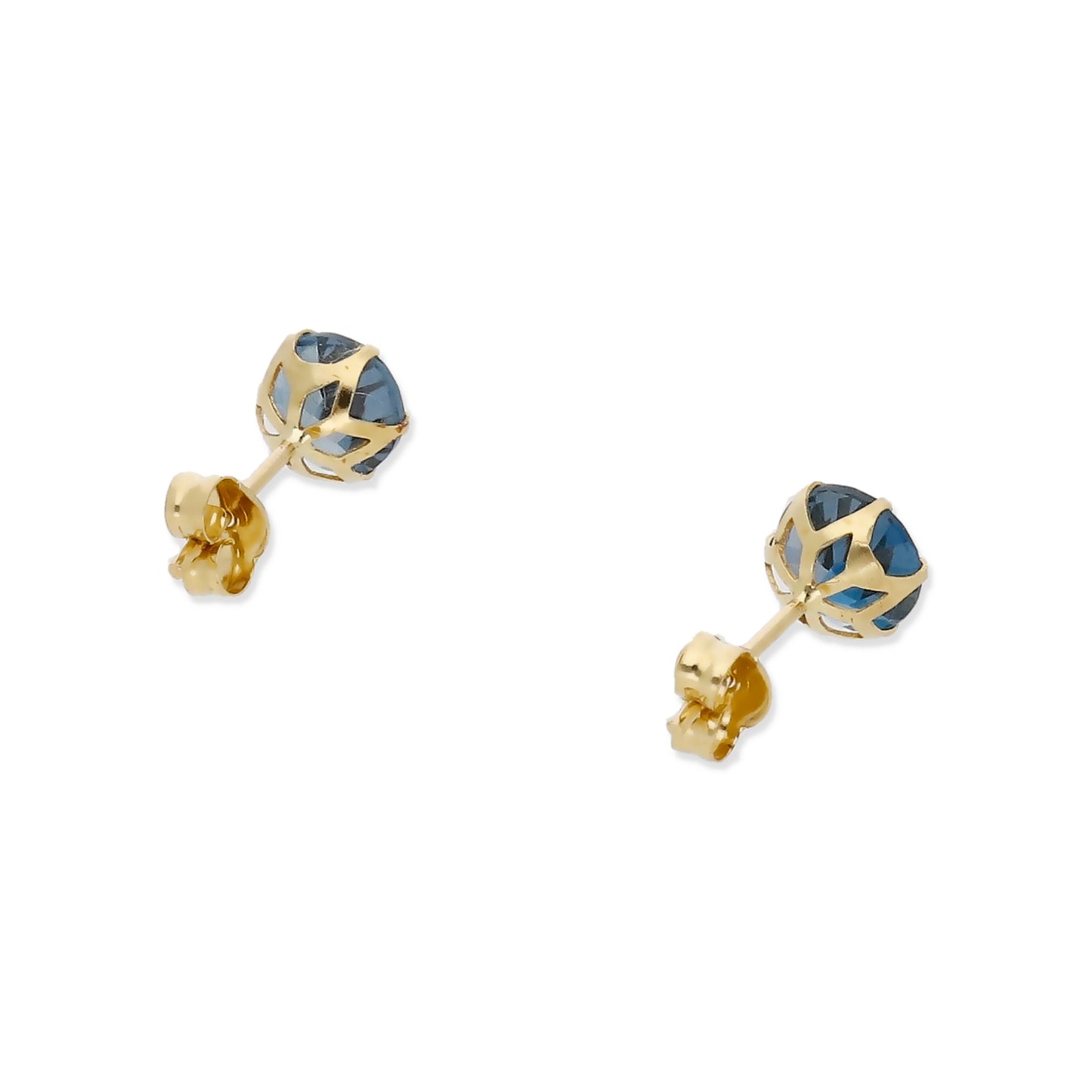 Pendientes Deep en Oro 18K con Topacio Azul en 6 Garras
