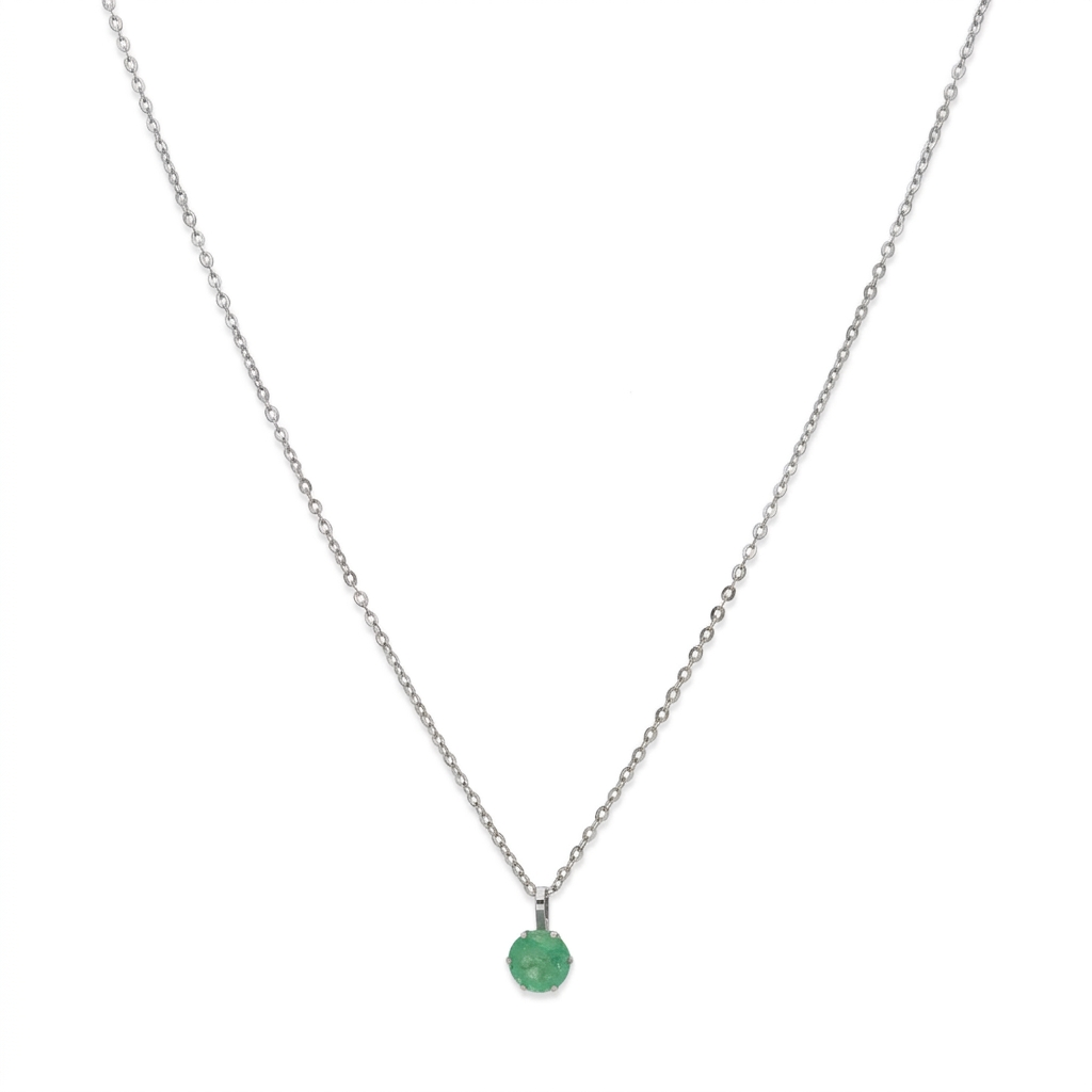 Collar con Colgante Deep en Oro Blanco de Ley 18K y Zafiro