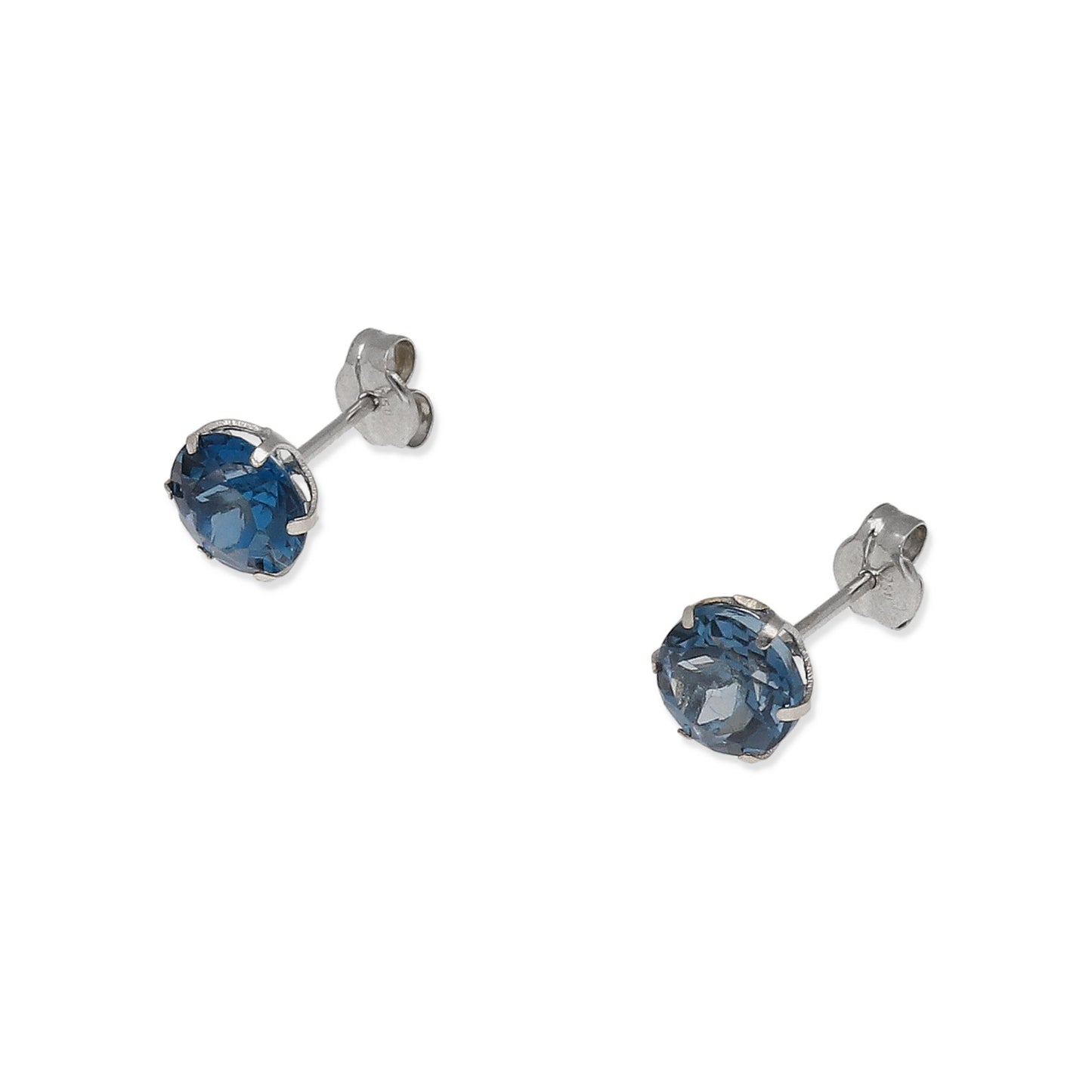 Pendientes Deep en Oro Blanco 18K con Topacio Azul en 6 Garras