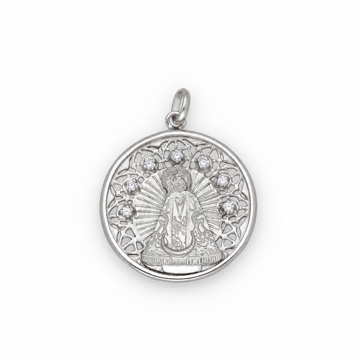Medalla Virgen de la Soledad en Plata 925 con Circonitas 22mm