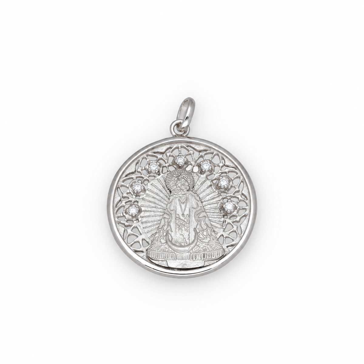 Medalla Virgen de la Soledad en Plata 925 con Circonitas 22mm