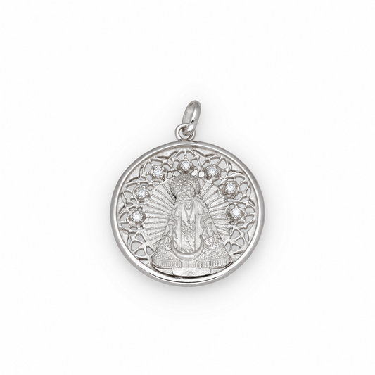 Medalla Virgen de la Soledad en Plata 925 con Circonitas 22mm