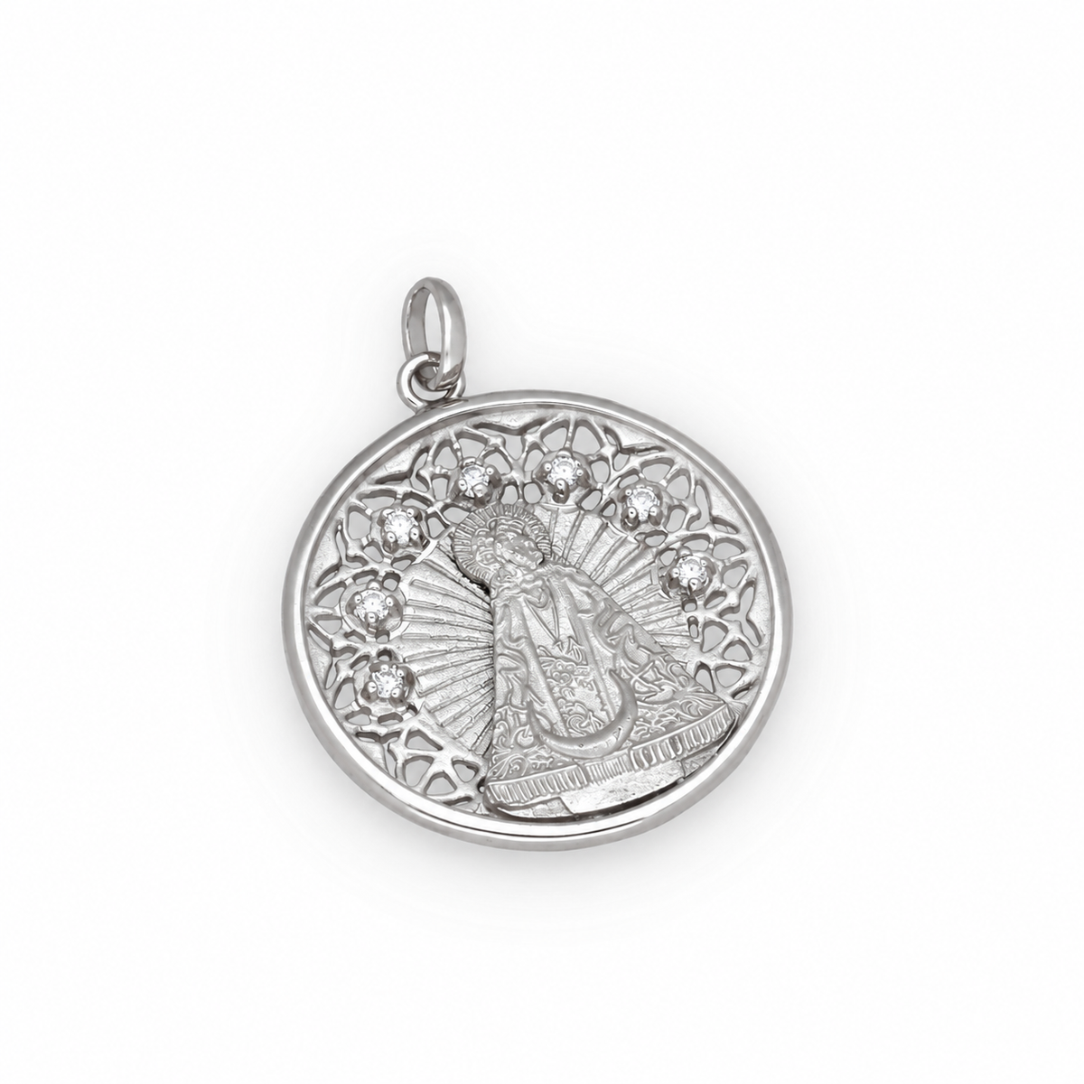 Medalla Virgen de la Soledad en Plata 925 con Circonitas 22mm