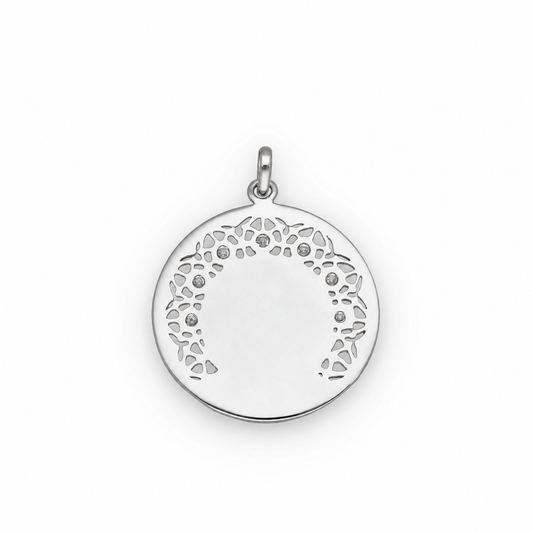 Medalla Virgen de la Soledad en Plata 925 con Circonitas 22mm