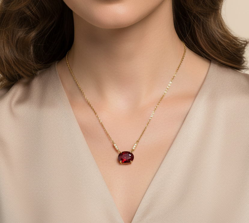 Collar con Colgante Sahara con Rubí Central y Diamantes