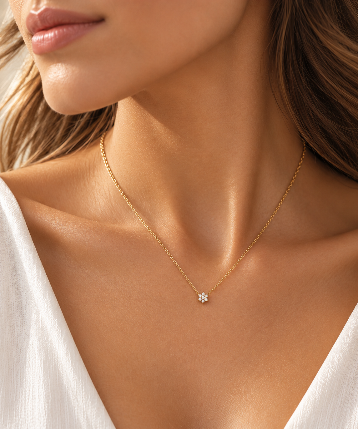 Collar Aster de Oro Amarillo 18k con Diamantes