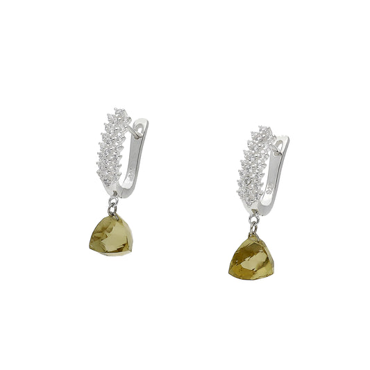 copy of Pendientes de Medio Aro en Plata de Ley 925 Bañado en Oro 18K con Circonitas y Cuarzo Citrino