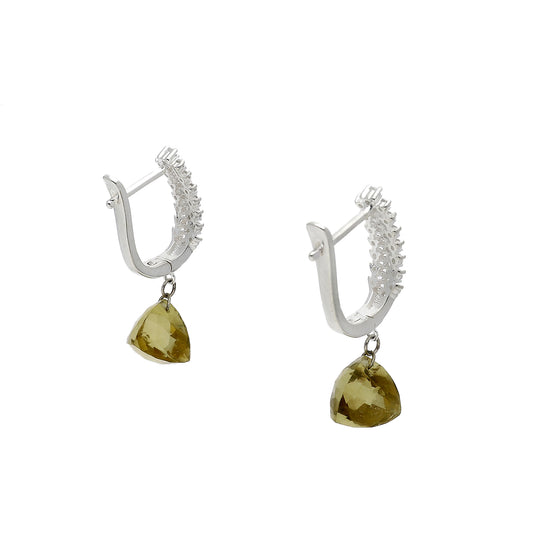 copy of Pendientes de Medio Aro en Plata de Ley 925 Bañado en Oro 18K con Circonitas y Cuarzo Citrino