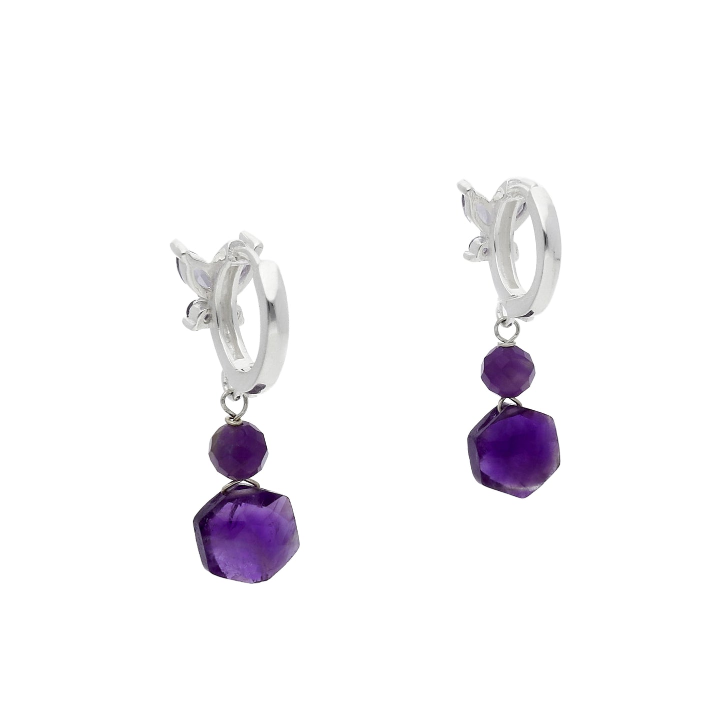 Pendientes de Mariposa con Amatistas en Plata de Ley 925