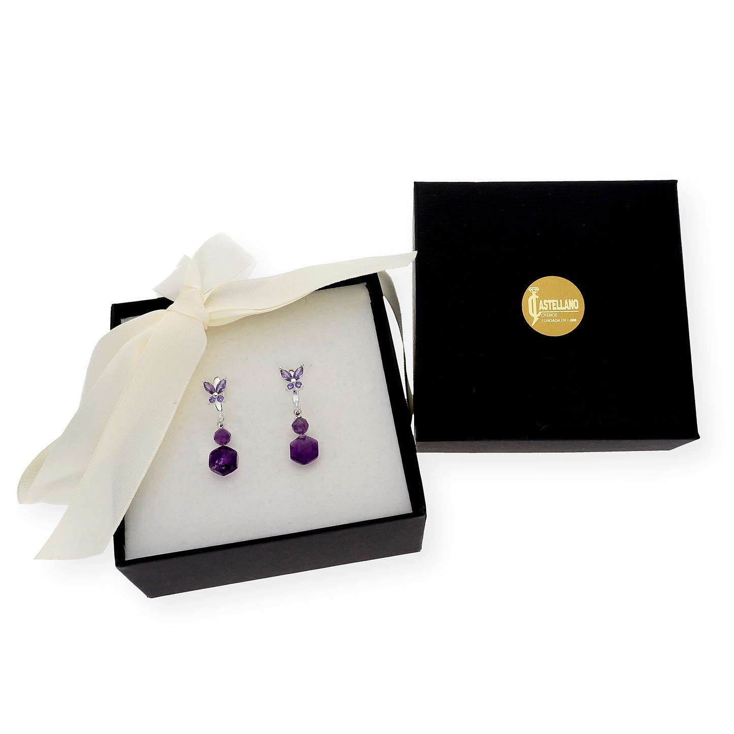 Pendientes de Mariposa con Amatistas en Plata de Ley 925