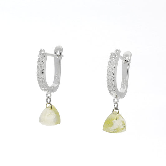 copy of Pendientes de Medio Aro en Plata de Ley 925 Bañado en Oro 18K con Circonitas y Cuarzo Citrino